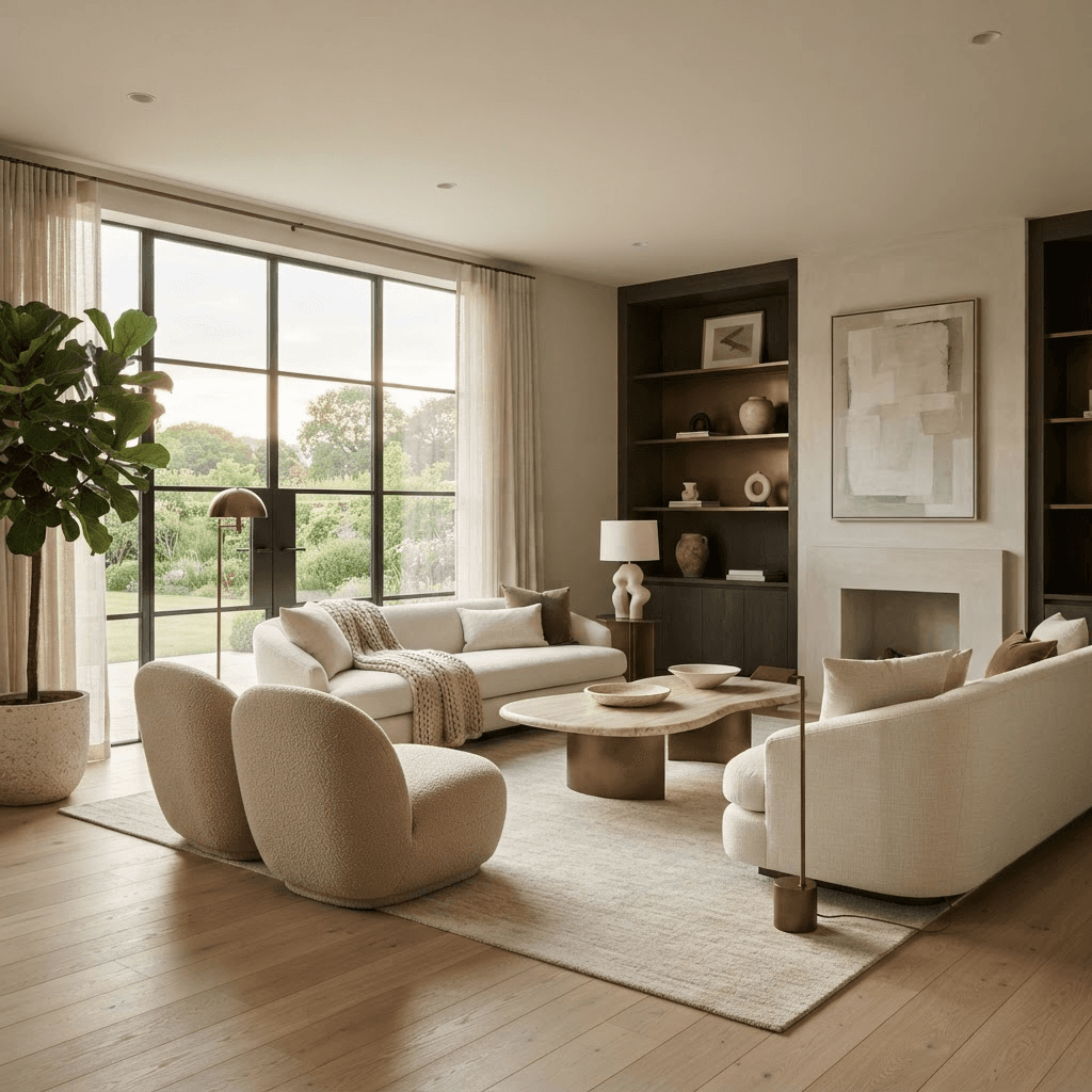 A calm, light-filled luxury living space